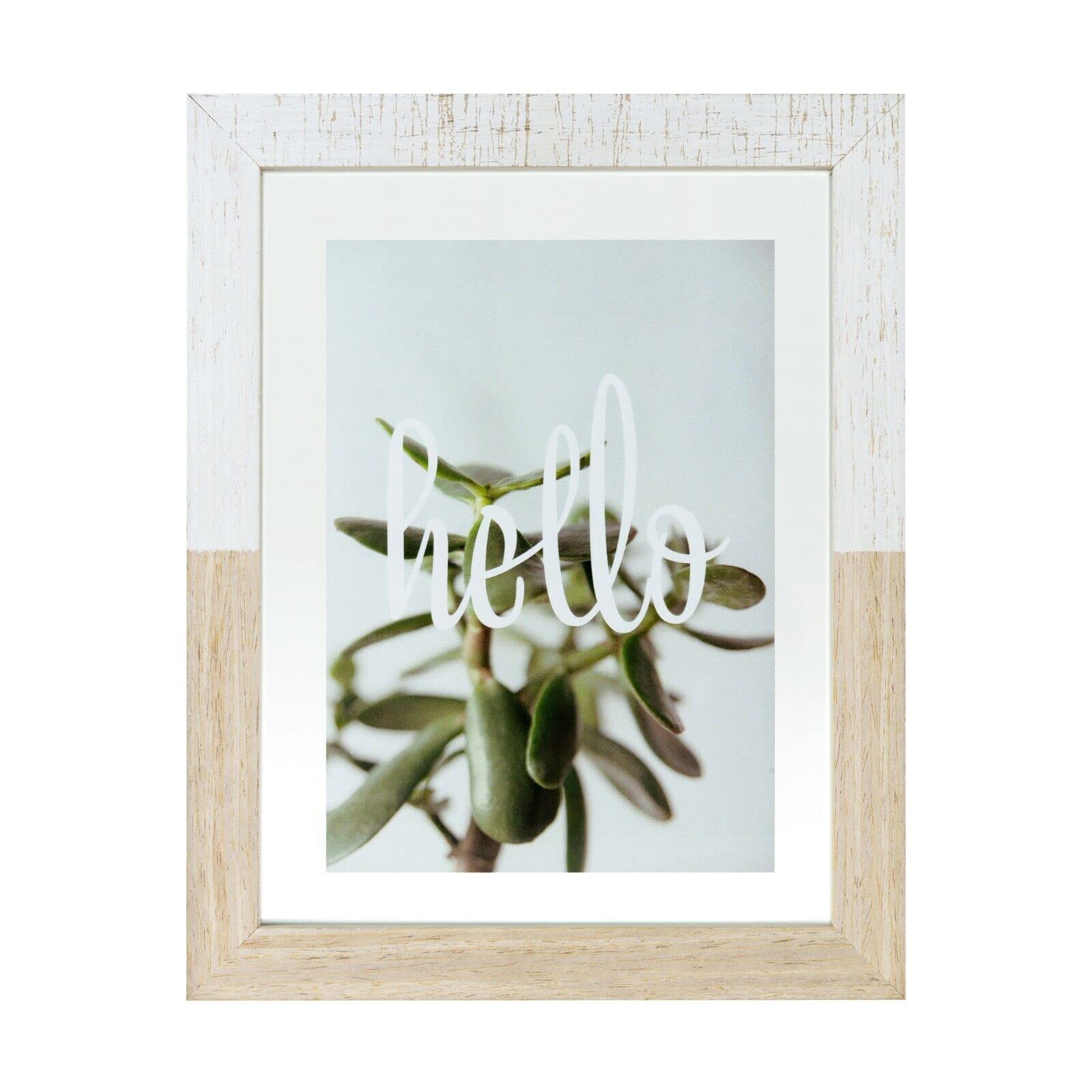 Kusso Terrino Wood and Glass Floating Frame Natural and White 8x10 Inch / 20x25cm for Photo 8x6 Inch / 15x20cm