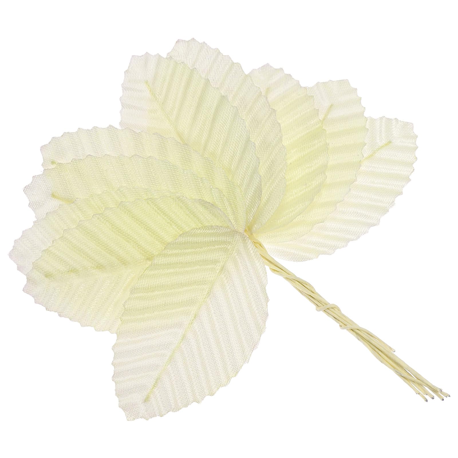 PATIKIL 4.3" Artificial Silk Leaf, 200 Pcs Artificial Leaves Stems Fake Leaves Bulk Fake Rose Wire Crafts Leaves for Home Office Decor, Beige