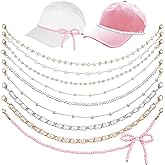 JarThenaAMCS 9 Pcs Pearl Trucker Hat Chains Hat Charms Chains Bill Decoration DIY Metal Chain For Women Men Mesh Baseball Cap Trucker Hats Accessory