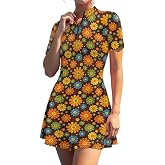 Xpyeesfuen Summer Dresses for Women 2025 Short Sleeve Lapel Collared Work Mini Dress with Pockets Active Exercise Sports