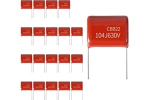 JCCON 20-Pack 630V 104J Premium Quality Metallized Polypropylene Film Capacitors, P10 CBB21/CBB22 100000pF 100nF 0.1uF MPP Caps with Superior Performance
