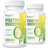 Kayseari Fisetin 1200mg Liposomal Fisetin Supplements 98% Pure Fisetin Polyphenols Antioxidants Immunity Health Aging Cognitive Support Non-GMO 120 Capsules