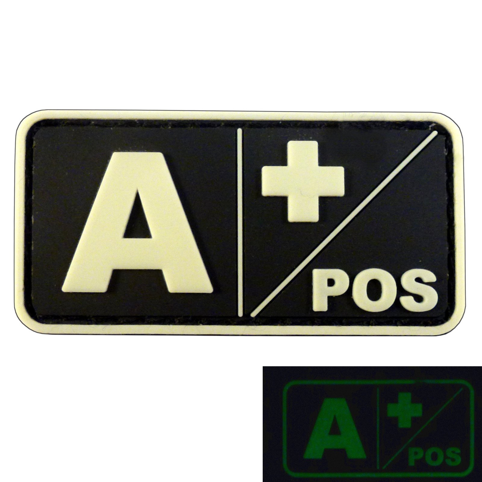 Glow in The Dark A POS Blood Type Morale Tactical PVC Rubber 3D Hook Patch