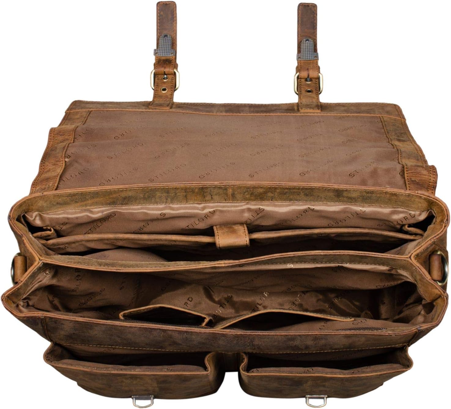 STILORD "Jeff" Briefcase Leather 15 Inch Vintage Business Bag for Men Laptop Bag Big Office Bag Working Bag Shoulder Bag Colour:Middle Brown - Image 5