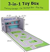 Livememory Toy Car Storage Box with Play Mat & 3 Level Garage view 3