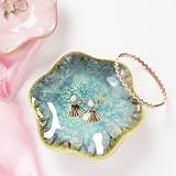Binoster Leaf Jewelry Dish Crystal Green Ceramic Trinket Tray 11x3 cm view 8