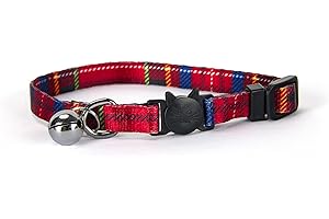 Burgham Simon's Cat Collars Breakaway with Bell,Safety Buckle,Snag Free,Soft,Durable and Fully Adjustable Size 7-11in (Plaid 