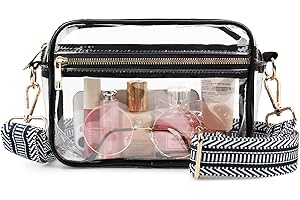 WEDDINGHELPER Clear Crossbody Bag, Clear Bag Stadium Approved Clear Purse with Adjustable Strap for Sports Concerts Festivals