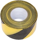 Sealey Hazard Warning Barrier Tape 80mm x 100m Black Yellow Non-Adhesive view 2