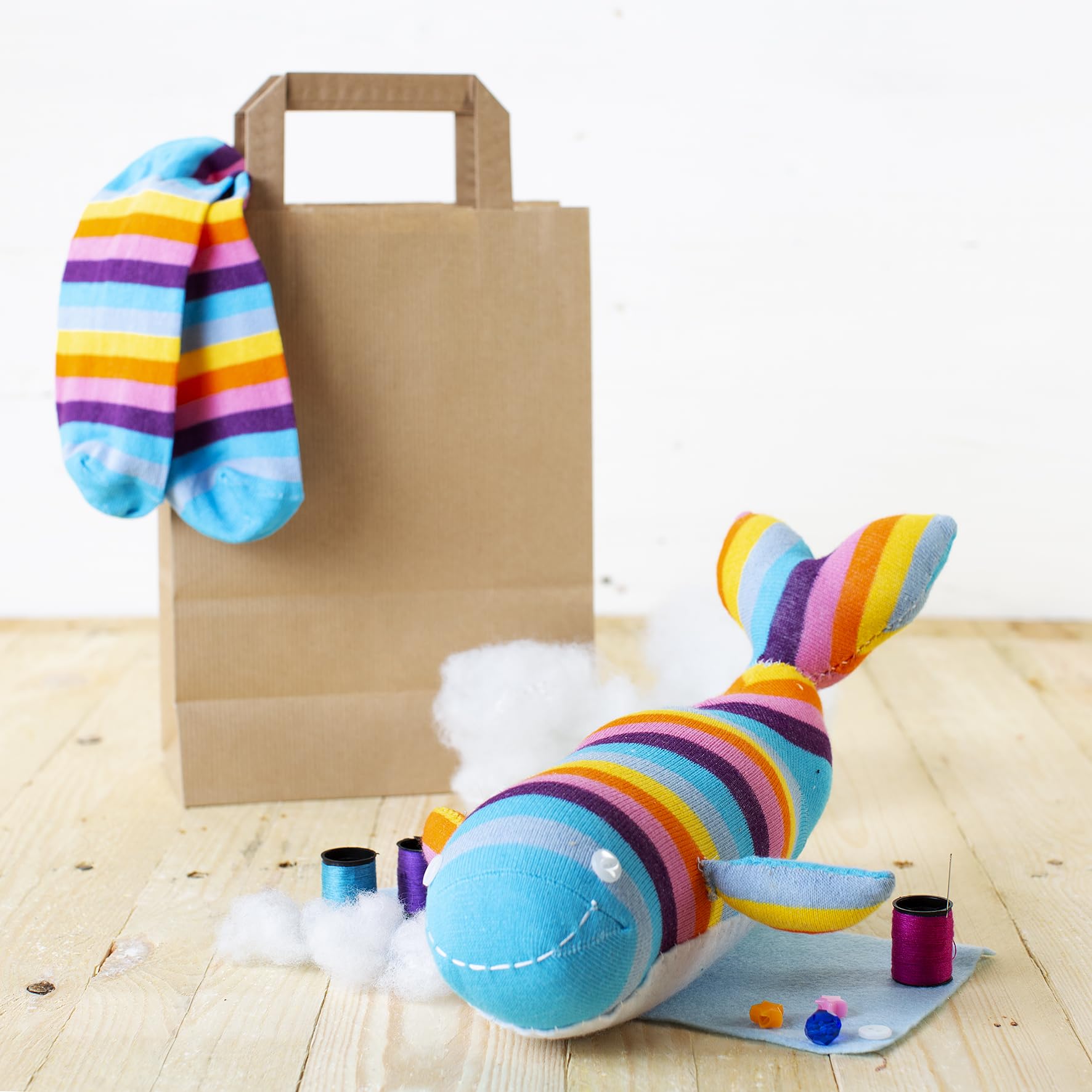 Sock Whale Craft Kit - Complete Sewing kit to Create Your own Whale