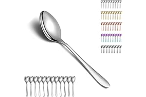 Berglander Soup Spoons 12 Pieces, Stainless Steel Dinner Spoon, Table Spoon, Spoons Silverware for Home, Restaurant, Hotel, D