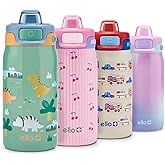 Ello Pop & Fill 12oz Stainless Steel Kids Water Bottle with Quick Fill Lid | Vacuum Insulated BPA Free Bottle with Leak Proof Straw and Chug Lid, Dishwasher Safe, Gift For Kids, Dino