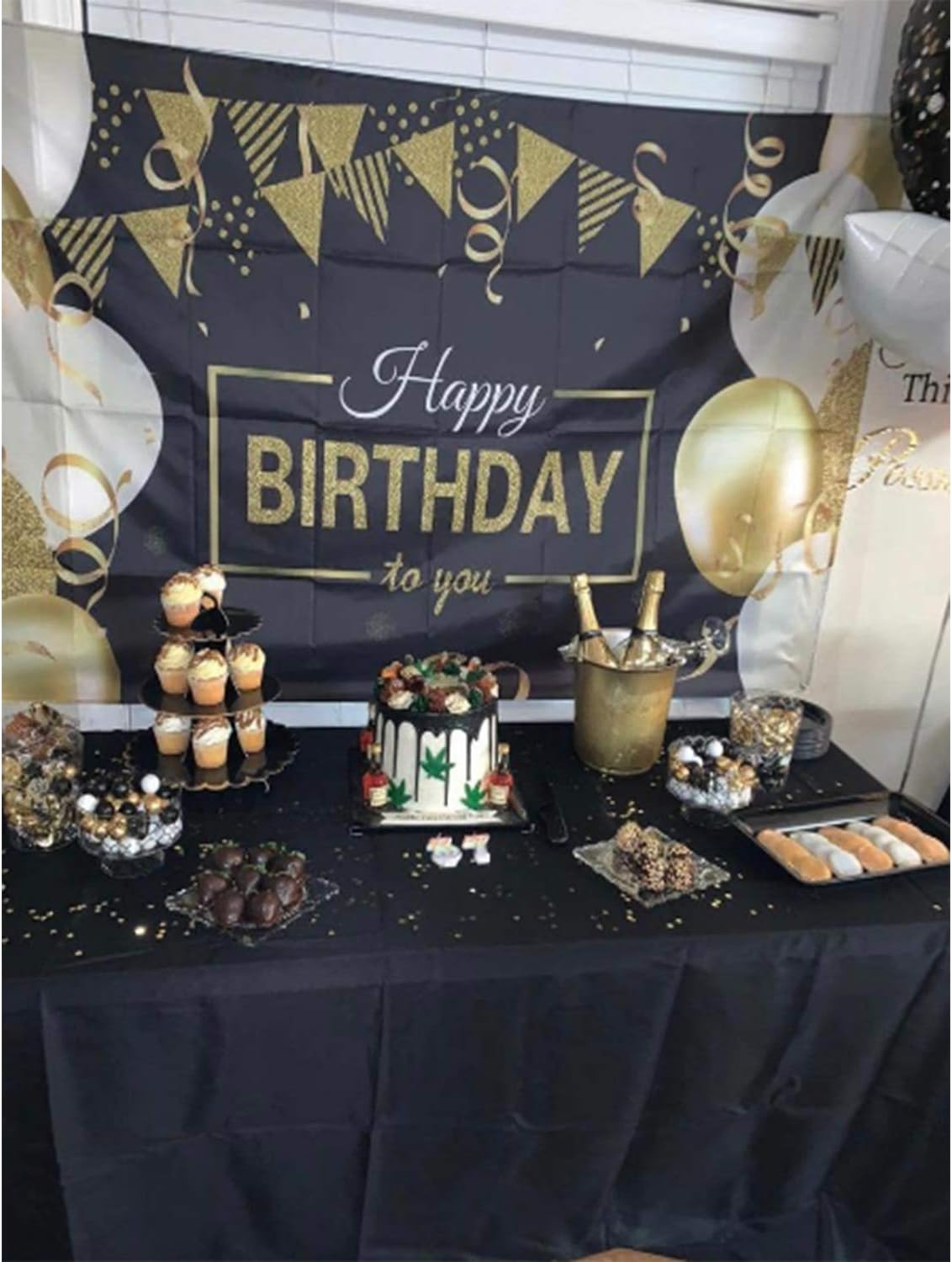 Oro rosa) Decorazione per feste con striscioni di buon compleanno e