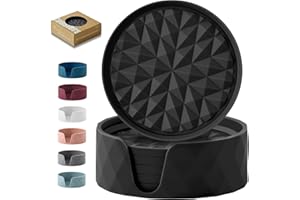 Wingcases Silicone Coasters for Drinks[6 Pack]- Cup Mat with Holder for Tabletop Protection-Non-Slip, Non-Stick, Coffee Table