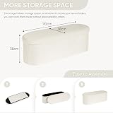 Bonlife Folding Ottoman Storage Bench Cream 120L Oval Footstool 110x38x38cm view 3
