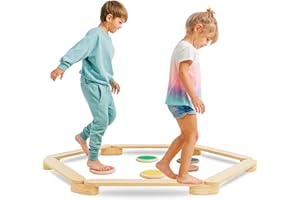 Avenlur Majesty Balance Beam for Kids - Toddler Stepping Stones and Connectors - Waldorf and Montessori Balance Board for Kids Ages 2 to 8 Years Old - Gymnastic Baby Obstacle Course