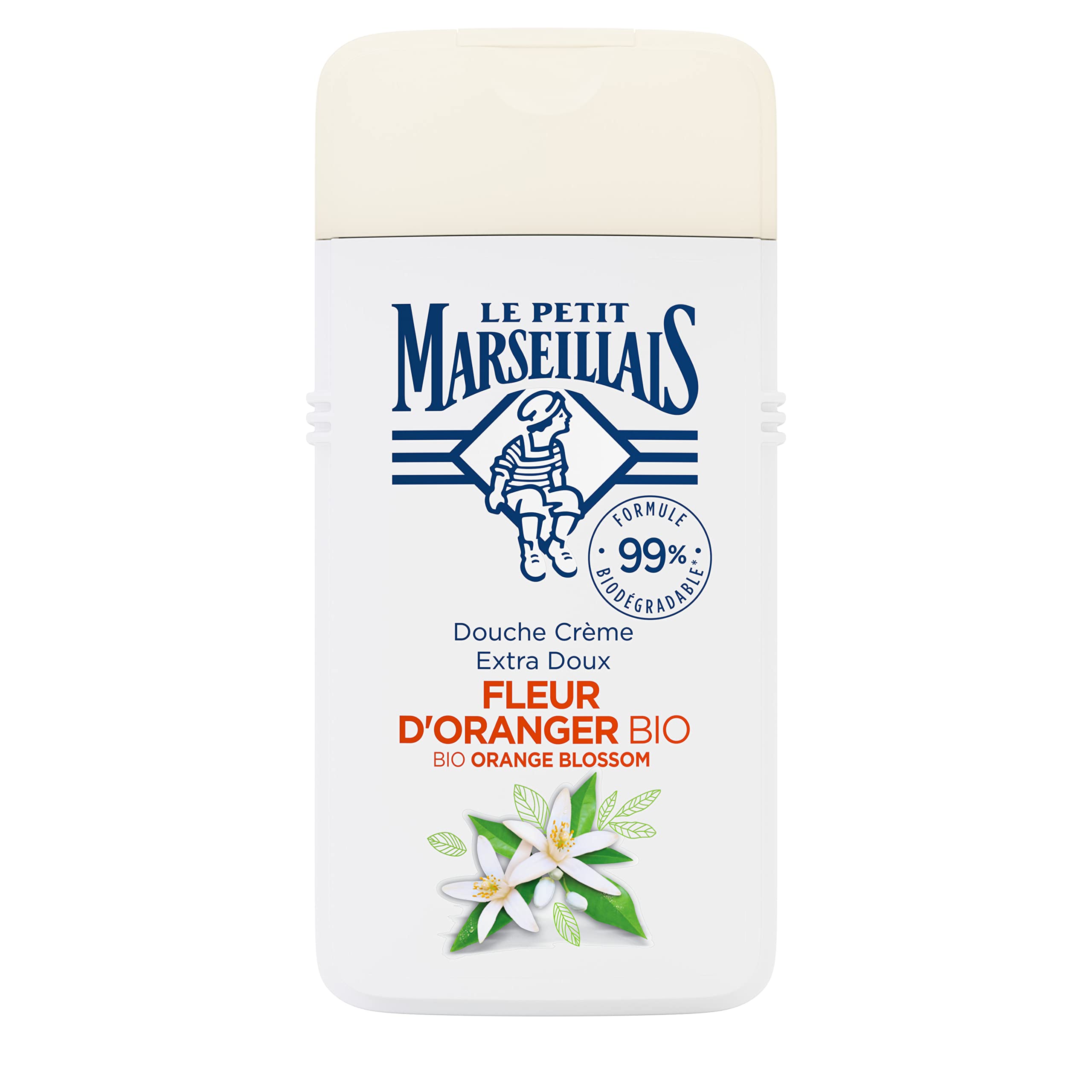 Le Petit Marseillais Organic Orange Blossom Shower Cream, pH Neutral Shower Gel and Gentle Aroma Shower with Particularly Pleasant Fragrance, 250 ml
