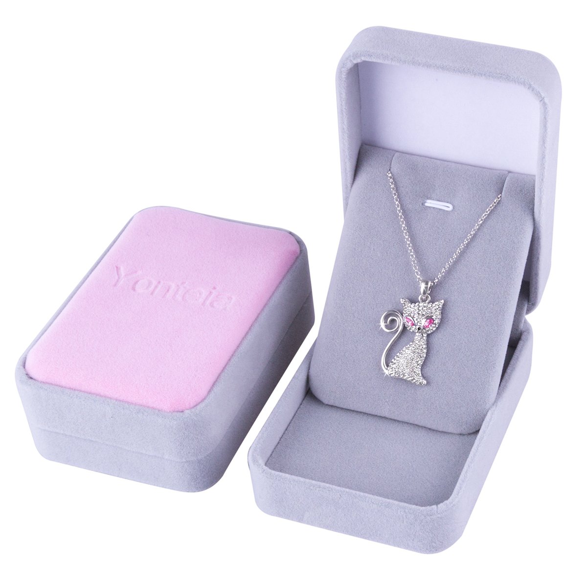 Yonteia Birthday Gift for Women Pink Kitty Necklace