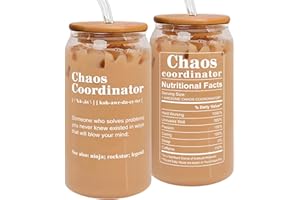 TEEBIM Thank You Gifts for Women, Boss, Coworker, Manager, Office, Teacher, Nurse, Mom - Chaos Coordinator Gifts - Coworker Birthday Gifts, Boss Lady Gifts for Women - Boss Day Gifts - 16 Oz Can Glass