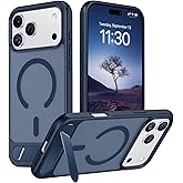 Temdan Designed for iPhone 17 Pro Max Case, [Built-in Invisible Kickstand][Compatible with MagSafe][Military Grade Shockproof] Slim Translucent Matte Phone Case 6.9 inch (Blue)