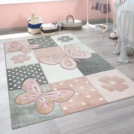 Amazon De Paco Home Kinder Teppich Kinderzimmer Bunt Rosa