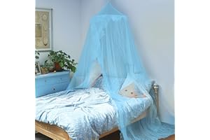 Daksha Princess Bed Canopy for Girls Room, Top and Door Trim with Lace Edges, Bed Canopy with Ruffles Fits Single, Twin, Full, and Queen Beds, Bedroom Decoration (Blue)