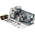 CREWORKS Mini Metal Lathe, 8" x 16" Benchtop Metal Lathe with 3 Jaw Chuck and 2500rpm Max. Spindle Speed, 750W Metalworking Machine with LCD Display, Metal Lathe Machine for Threading Turning Drilling