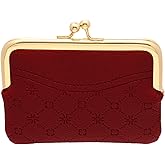 Coin Purse Vintage Bag Lock Wallet Buckle Kiss Lock change purse change holder wallet coin Leather coin wallet(F red)
