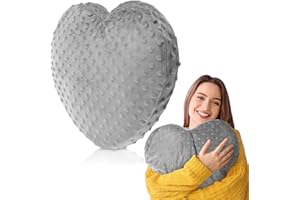 Briwooody 9 lb Sensory Weighted Pillow with Glass Bead Filled, Heavy Soft Versatile Cooling Hug Body Pillow W/Stress Relief for Adults Comfort Relaxation Sleep Thoughtful Gift 12x12 Inch Heart(Gray)