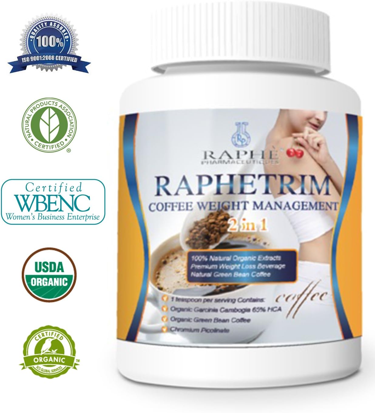 Raphetrim All in One Coffee Flavored Absolute Fat Loss Supplement With Morinda Citrifolia & Nopal Cactus. A 7 Day Instant Fat Loss & Sugar Balance Beverage Blend 200G of 1550mg Per Serving