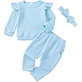 FOCUTEBB Baby Girl Clothes Fall Winter Outfits Infant Toddler Girls Outfit Long Sleeve Sweatshirt Pants Headband Outfits Set