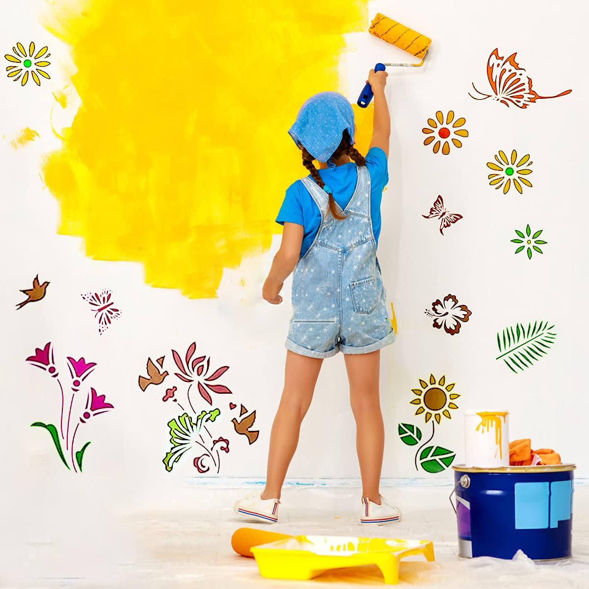 20 Pieces Flower Stencil Flower Drawing Stencils in Different Patterns DIY You are My Sunflower Theme hollowout Template Durable Artists' Drawing and Lettering Aids (7.87 x 7.87 Inch) : Kitchen & Dining