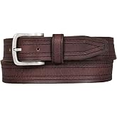 Lucky Brand Men's Stitched Genuine Leather Belt | Classic | Casual | Dress | Everyday | Western | Metal Buckle