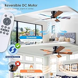 Ceiling Fans with Lights Flush Mount - 46in Low