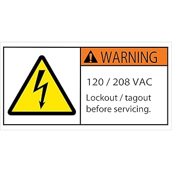 Amazon Com Partners Brand Pdsl5 Tape Logic Warning 1 8 Vac Durable Safety Label 2 X 4 Multi Color 1 Roll Of 25 Labels Industrial Scientific