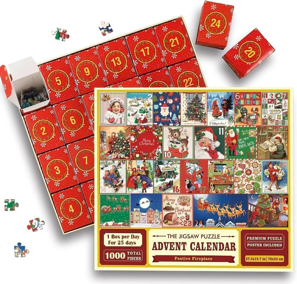 Advent Calendars - Advent Calendar 2023 Christmas Jigsaw Puzzle -24 Days Countdown Calendars for Boys Girls - Perfect Countdown to Christmas Gift for Family & Friends Kids (A)