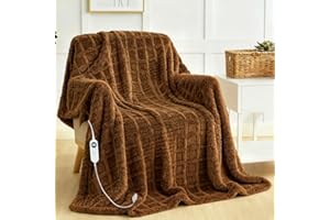 Eastsora Heated Blanket Electric,Waffle Heating Blanket with 12 Heat Levels, Fast Heating Blanket with 1-12 Timer Settings, Overheat Protection with ETL & FCC for Home Office Sofa-50"x60"