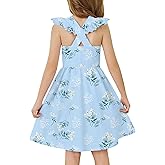 Arshiner Toddler Dress Girls Summer Ruffle Sleeve Backless Dresses Casual Sundress with Pockets 2-8Y