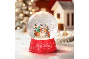 EYZH 120mm Christmas Snow Globe Lamp - Snowman Globle Musical Holiday Decoration Xmas Tree & Snowman with Timer, USB Power, Festive Room Light, Best Gift for Christmas,New Year