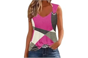 HUNENY Womens Tank Tops Spaghetti Strap Notched Neck Casual Novelty Loose Fit Sleeveless Shirts Funny Graphic Tee Vests