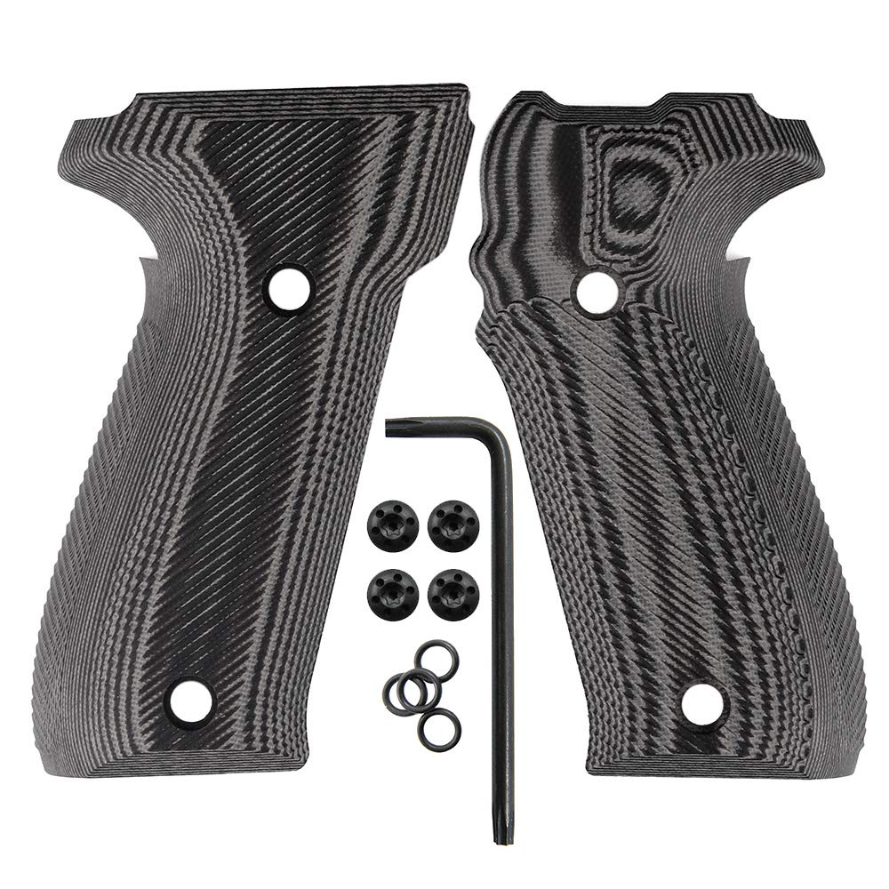 Photo 1 of Cool Hand G10 Grips Replacement for Sig Sauer P226, Black Grips Screws Included, Sunburst Aggressive Texture, Thickness 7/10", not for a Sig P229 (Mild Aggressive Texture Gun Metal)