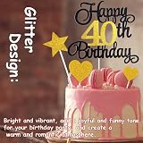 ZHIHUI 7-Piece Personalised 70th Birthday Cake Toppers Black Gold Glitter Happy view 2
