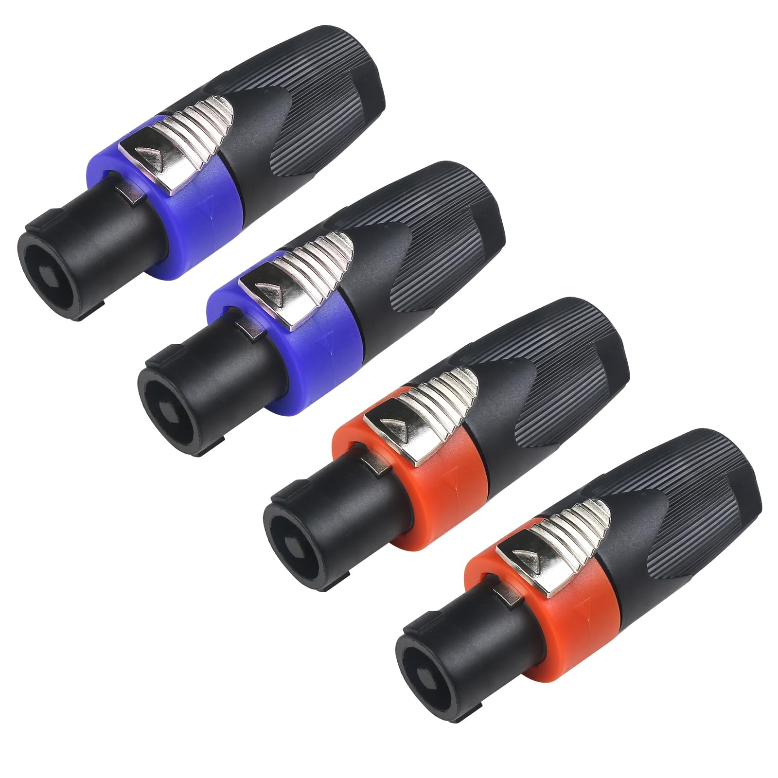 Speakon Connector, Nl4fx Speakon Plug Connectors Speakons Cables, 4 Pin Female to Nl4fc Male Converter Nl2fx Speaker Cable Plug 4 Pole for Speakers Powercon Twist Lock (4 packs red and blue)