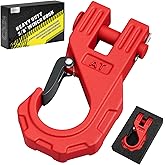 AUTOBOTS 3/8" Winch Hook Heavy Duty, Max 20 Ton (45,000 Lbs), Forged Steel ATV Winch Hook with Safety Latch, Tow Hook for Synthetic Rope Winch Cable ATV UTV Red
