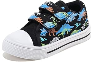 FUNCOO PLUS Boys Girls Sneakers Toddler Canvas Shoes Kids Walking Shoes with Hook and Loops