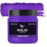 Rolio Premium Mica Powder - Purple Heart (50G / 1.76oz) - 1 Jar of Purple Pigment Powder for Epoxy Resin, Dye, Soap Making, Nail Polish, Paint, Candle Making, Bath Bombs, Slime