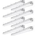 BRILLIHOOD 4Ft LED Vapor Tight Light Fixtures, 48W, 4200LM, 6500K Bright White, Clear Cover, IP65 Waterproof Vapor Proof Lights for Car Wash, Garage, Walk in Freezer, Indoor Outdoor Lighting, 8-Pack