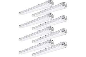 BRILLIHOOD 4Ft LED Vapor Tight Light Fixtures, 48W, 4200LM, 6500K Bright White, Clear Cover, IP65 Waterproof Vapor Proof Lights for Car Wash, Garage, Walk in Freezer, Indoor Outdoor Lighting, 8-Pack