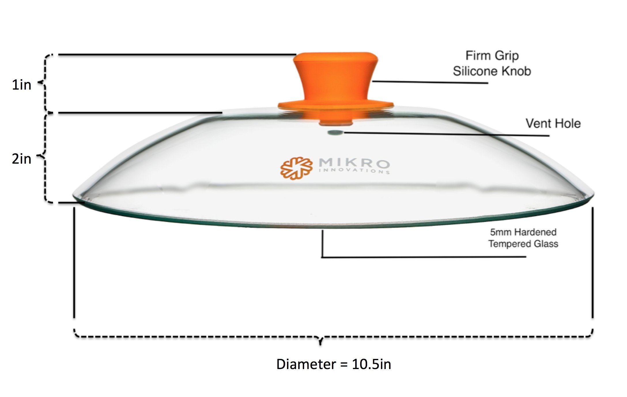 Vented Microwave Glass Food Plate Cover Lid with Firm Grip Silicone
