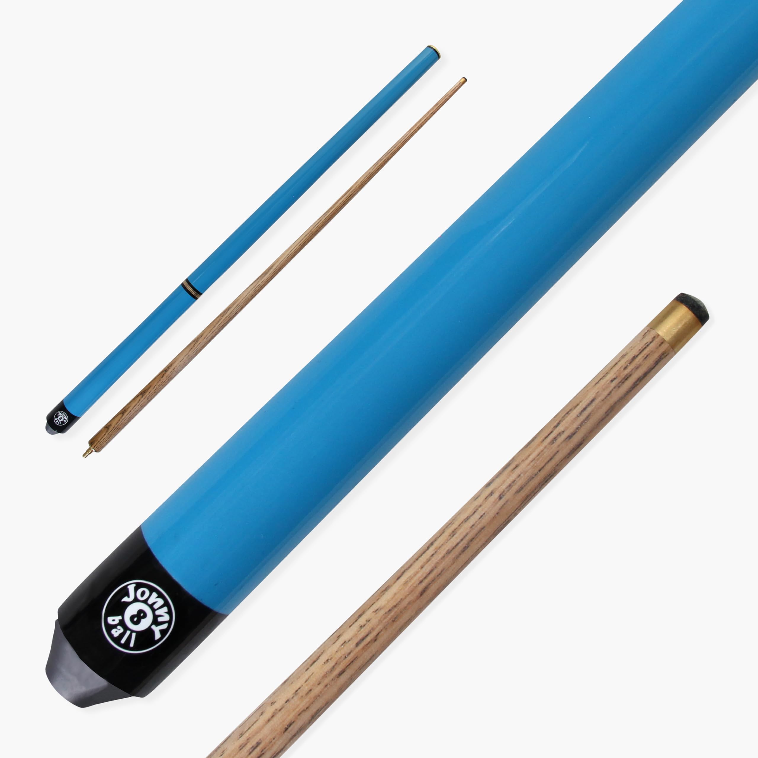 Jonny 8 Ball Junior TRIAD 48 Inch Kids 3 Section Adjustable Snooker Pool Cue - 9mm Tip (Neon Blue)
